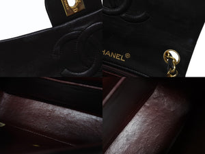 極美品 CHANEL シャネル ミニマトラッセ 17 チェーンショルダーバッグ 1番台 ラムスキン ココマーク ブラック ゴールド金具 中古 4b006189
