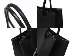 BALENCIAGA バレンシアガ ショッピングトートXXS 2WAY ショルダーバッグ ブラック レザー 597858 ロゴ シルバー金具 美品 4b006190 正規品
