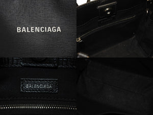 BALENCIAGA バレンシアガ ショッピングトートXXS 2WAY ショルダーバッグ ブラック レザー 597858 ロゴ シルバー金具 美品 4b006190 正規品