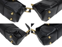 Load image into Gallery viewer, FENDI フェンディ ロゴプレート ミニハンドバッグ 8BK045 鞄 型押し レザー ブラック ゴールド金具 イタリア製 美品 中古 4b006196