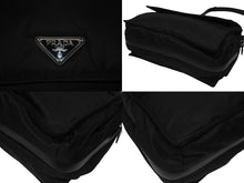 Load image into Gallery viewer, 極美品 PRADA プラダ ラージ パデッド ショルダーバッグ 1BD256 Re-Nylon ナイロン トライアングルロゴ レザー ブラック 中古 4b006197