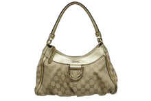 Load image into Gallery viewer, GUCCI グッチ GG アビー ワンショルダーバッグ ゴールド レザー キャンバス ハンドバッグ 190525 ロゴ ゴールド金具 美品 中古 4b006198