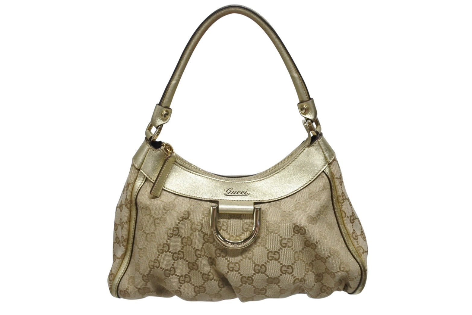 GUCCI グッチ GG アビー ワンショルダーバッグ ゴールド レザー 