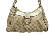 Load image into Gallery viewer, GUCCI グッチ GG アビー ワンショルダーバッグ ゴールド レザー キャンバス ハンドバッグ 190525 ロゴ ゴールド金具 美品 中古 4b006198