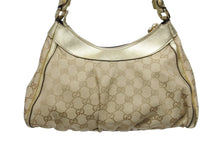 Load image into Gallery viewer, GUCCI グッチ GG アビー ワンショルダーバッグ ゴールド レザー キャンバス ハンドバッグ 190525 ロゴ ゴールド金具 美品 中古 4b006198