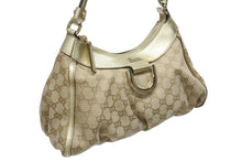 Load image into Gallery viewer, GUCCI グッチ GG アビー ワンショルダーバッグ ゴールド レザー キャンバス ハンドバッグ 190525 ロゴ ゴールド金具 美品 中古 4b006198