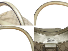 Load image into Gallery viewer, GUCCI グッチ GG アビー ワンショルダーバッグ ゴールド レザー キャンバス ハンドバッグ 190525 ロゴ ゴールド金具 美品 中古 4b006198