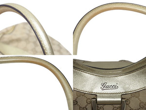 GUCCI グッチ GG アビー ワンショルダーバッグ ゴールド レザー キャンバス ハンドバッグ 190525 ロゴ ゴールド金具 美品 中古 4b006198
