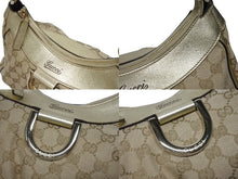 Load image into Gallery viewer, GUCCI グッチ GG アビー ワンショルダーバッグ ゴールド レザー キャンバス ハンドバッグ 190525 ロゴ ゴールド金具 美品 中古 4b006198