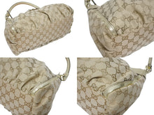 Load image into Gallery viewer, GUCCI グッチ GG アビー ワンショルダーバッグ ゴールド レザー キャンバス ハンドバッグ 190525 ロゴ ゴールド金具 美品 中古 4b006198