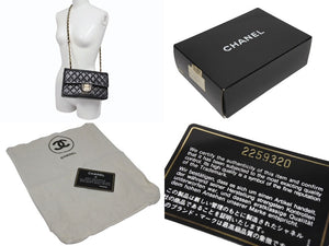 極美品 CHANEL シャネル マトラッセ23 Wフラップ Wチェーンショルダーバッグ A01113 2番台 ココマーク ラムスキン ブラック 中古 4b006199