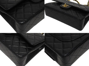 極美品 CHANEL シャネル マトラッセ23 Wフラップ Wチェーンショルダーバッグ A01113 2番台 ココマーク ラムスキン ブラック 中古 4b006199