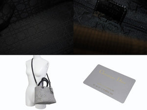 Christian Dior クリスチャンディオール レディディオール ミディアム 2WAY ハンドバッグ 千鳥格子 ブラック ホワイト 美品 中古 4b006201