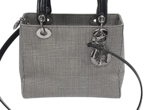 Christian Dior クリスチャンディオール レディディオール ミディアム 2WAY ハンドバッグ 千鳥格子 ブラック ホワイト 美品 中古 4b006201