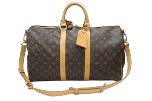 極美品 LOUIS VUITTON ルイヴィトン キーポル バンドリエール45 ボストンバッグ M41418 モノグラム ブラウン ゴールド金具 中古 4b006206