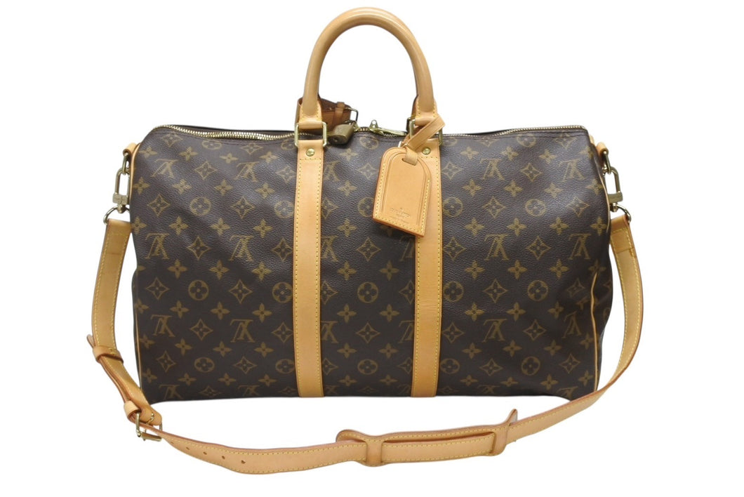 極美品 LOUIS VUITTON ルイヴィトン キーポル バンドリエール45 ボストンバッグ M41418 モノグラム ブラウン ゴールド金具 中古 4b006206