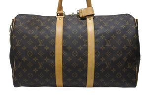 極美品 LOUIS VUITTON ルイヴィトン キーポル バンドリエール45 ボストンバッグ M41418 モノグラム ブラウン ゴールド金具 中古 4b006206