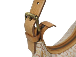 CELINE セリーヌ ワンショルダーバッグ CE00/13 キャンバス レザー ベージュ イタリア製 マカダム柄 総柄 美品 中古 4b006208