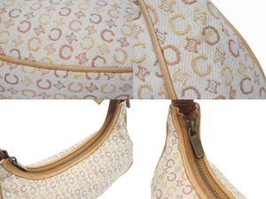 CELINE セリーヌ ワンショルダーバッグ CE00/13 キャンバス レザー ベージュ イタリア製 マカダム柄 総柄 美品 中古 4b006208