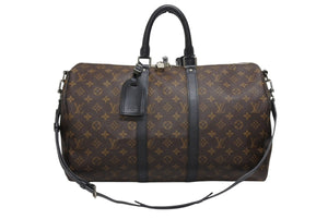 極美品 LOUIS VUITTON ルイヴィトン キーポル バンドリエール45 ボストンバッグ M56711 モノグラムマカサー ブラウン 中古 4b006211