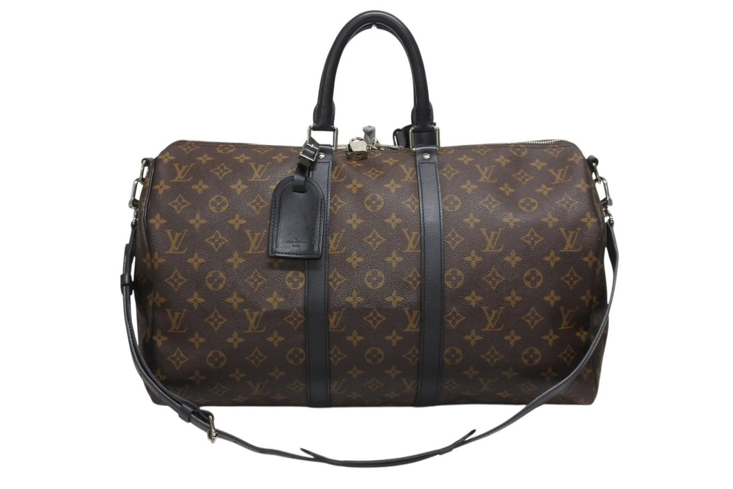 極美品 LOUIS VUITTON ルイヴィトン キーポル バンドリエール45 ボストンバッグ M56711 モノグラムマカサー ブラウン 中古 4b006211