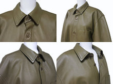 画像をギャラリービューアに読み込む, 極美品 SUPREME シュプリーム Leather Shirt レザーシャツ 長袖ジャケット レザーポリエステル カーキ サイズM 中古 4b006214 