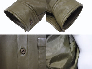 極美品 SUPREME シュプリーム Leather Shirt レザーシャツ 長袖ジャケット レザーポリエステル カーキ サイズM 中古 4b006214 
