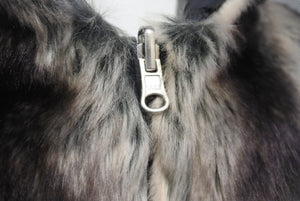 Supreme シュプリーム 20FW リバーシブル フーデッドジャケット フェイクファー ブラック グレー アクリル ポリエステル 美品 中古 4b006215