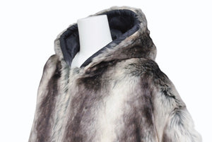 Supreme シュプリーム 20FW リバーシブル フーデッドジャケット フェイクファー ブラック グレー アクリル ポリエステル 美品 中古 4b006215