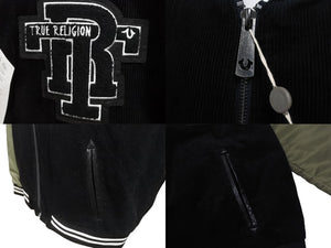極美品 TRUE RELIGION トゥルー レリジョン VARSITY JACKET ヴァーシティジャケット ブラック カーキ サイズXXL 中古 4b006222
