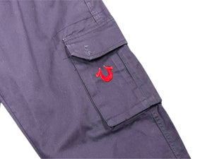 TRUE RELIGION トゥルーレリジョン カーゴパンツ ひロゴ アメリカ製 コットン ネイビー サイズ38 美品 中古 4b006224