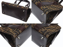 Load image into Gallery viewer, FENDI フェンディ ワンショルダー ハンドバッグ ブラウン ズッカ柄 キャンバス レザー 美品 中古 4b006227