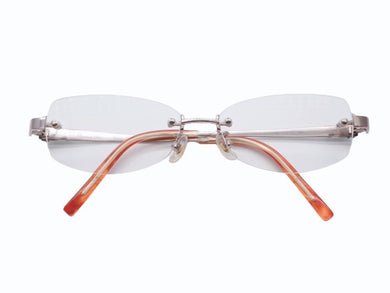 極美品 Christian Dior クリスチャンディオール メガネ アイウェア CD7717J C7T 度入り リムレス ラインストーン 中古 4b006228