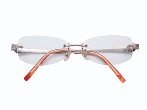 極美品 Christian Dior クリスチャンディオール メガネ アイウェア CD7717J C7T 度入り リムレス ラインストーン 中古 4b006228