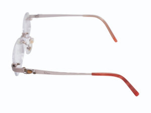 極美品 Christian Dior クリスチャンディオール メガネ アイウェア CD7717J C7T 度入り リムレス ラインストーン 中古 4b006228