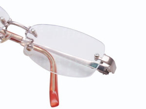 極美品 Christian Dior クリスチャンディオール メガネ アイウェア CD7717J C7T 度入り リムレス ラインストーン 中古 4b006228