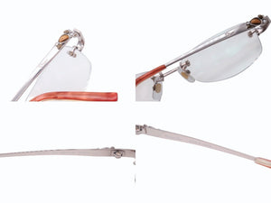極美品 Christian Dior クリスチャンディオール メガネ アイウェア CD7717J C7T 度入り リムレス ラインストーン 中古 4b006228