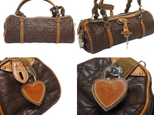 Load image into Gallery viewer, Christian Dior クリスチャンディオール ロマンティック ハンドバッグ カナージュ レザー ブラウン シルバー金具 美品 中古 4b006229