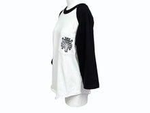 Load image into Gallery viewer, CHROME HEARTS クロムハーツ OLD DAGGER LOGO ラグラン 七分丈カットソー コットン ホワイト ブラック サイズS 美品 中古 4b006230
