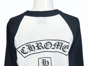 CHROME HEARTS クロムハーツ OLD DAGGER LOGO ラグラン 七分丈カットソー コットン ホワイト ブラック サイズS 美品 中古 4b006230