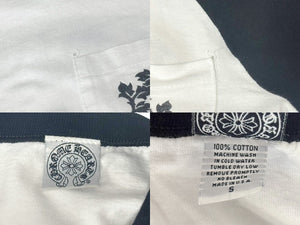 CHROME HEARTS クロムハーツ OLD DAGGER LOGO ラグラン 七分丈カットソー コットン ホワイト ブラック サイズS 美品 中古 4b006230