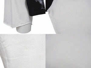 極美品 CHROME HEARTS クロムハーツ ネックロゴ マルチプリント 七分丈 ラグラン 長袖Tシャツ ブラック ホワイト サイズS 中古 4b006231 