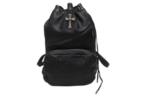 新品同様 CHROME HEARTS クロムハーツ STRANGE LOVE BAG リュック セメタリー クロスパッチ ラージクロス レザー ブラック 中古 4b006233