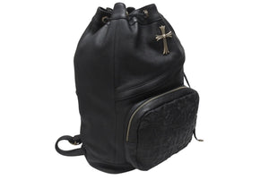 新品同様 CHROME HEARTS クロムハーツ STRANGE LOVE BAG リュック セメタリー クロスパッチ ラージクロス レザー ブラック 中古 4b006233