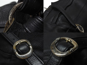 新品同様 CHROME HEARTS クロムハーツ STRANGE LOVE BAG リュック セメタリー クロスパッチ ラージクロス レザー ブラック 中古 4b006233