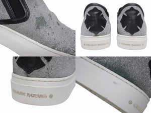 CHROME HEARTS クロムハーツ CH SLIP ON スリッポン スニーカー サイズ43 グリッター シルバー CHプラスパッチ ダガー装飾 良品 中古 4b006235
