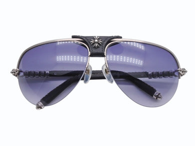 CHROME HEARTS クロムハーツ BALLS ボールズ サングラス アイウェア ティアドロップ CHプラス フローラルクロス シルバー 美品 中古 4b006237