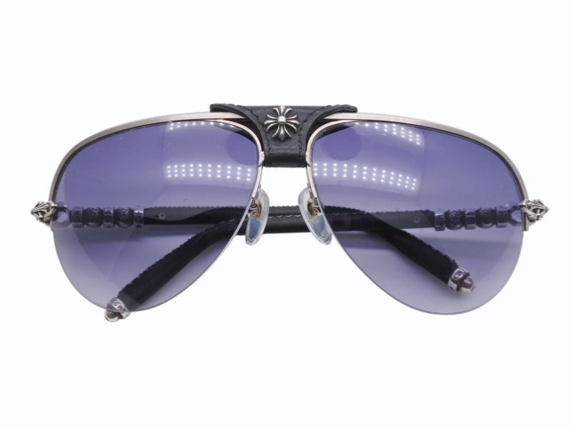 CHROME HEARTS クロムハーツ BALLS ボールズ サングラス アイウェア ティアドロップ CHプラス フローラルクロス シルバー 美品 中古 4b006237