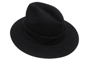 CHROME HEARTS クロムハーツ フェザーハット 帽子 サイズL ビーバーフェルト ハラコ ブラック 美品 中古 4b006243