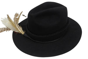 CHROME HEARTS クロムハーツ フェザーハット 帽子 サイズL ビーバーフェルト ハラコ ブラック 美品 中古 4b006243